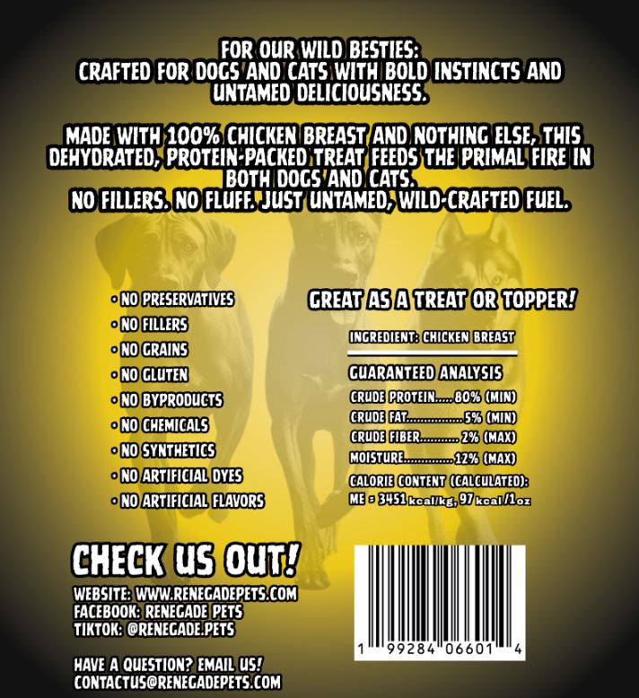 RENEGADE Fierce - Dehydrated Chicken Breast (4oz)